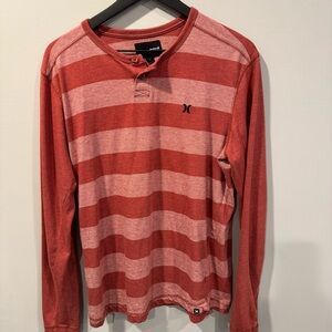 Hurley Red Long Sleeve Tee with Stripes